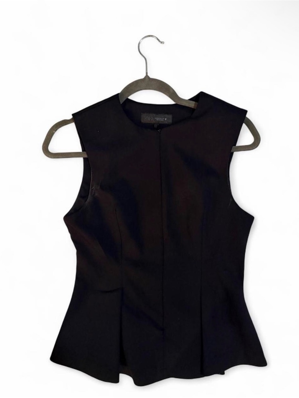 Zara Black Sleeveless Peplum Camisole Top
